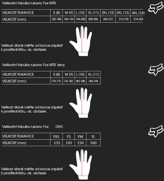 Fox mtb gloves size guide new arrivals