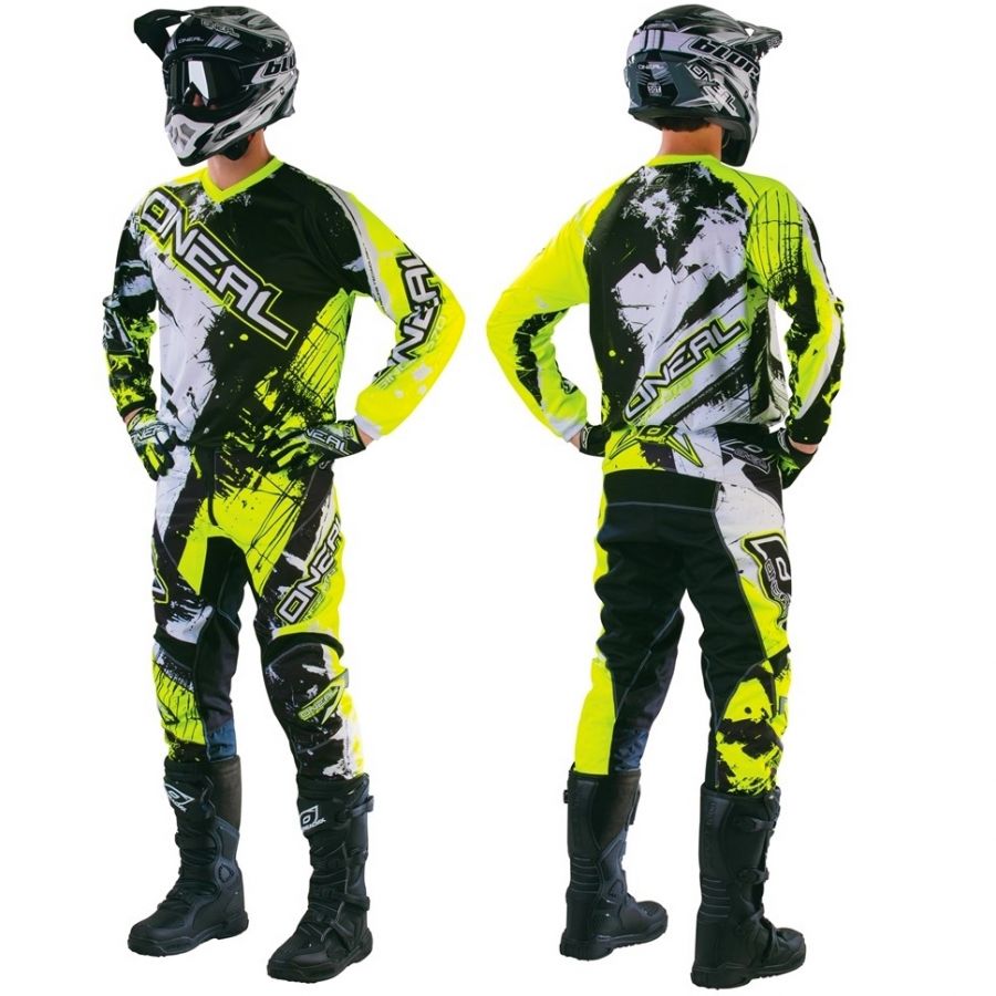 ONEAL Element SHOCKER Neon Yellow Combo MX Moto Cross Trousers Jersey Motorcycle Enduro 