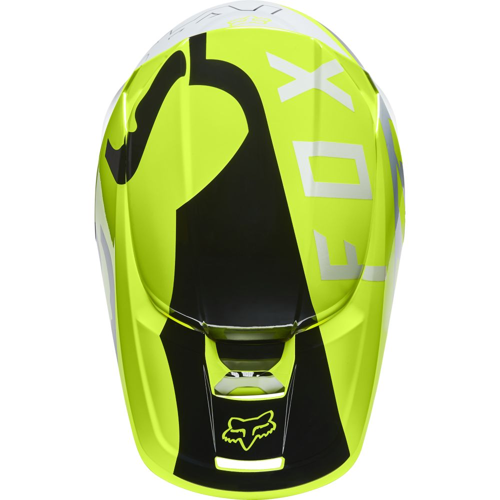 Fluorescent Yellow/Small Fox Racing Skew Youth V1 Off-Road Motorcycle Helmet 
